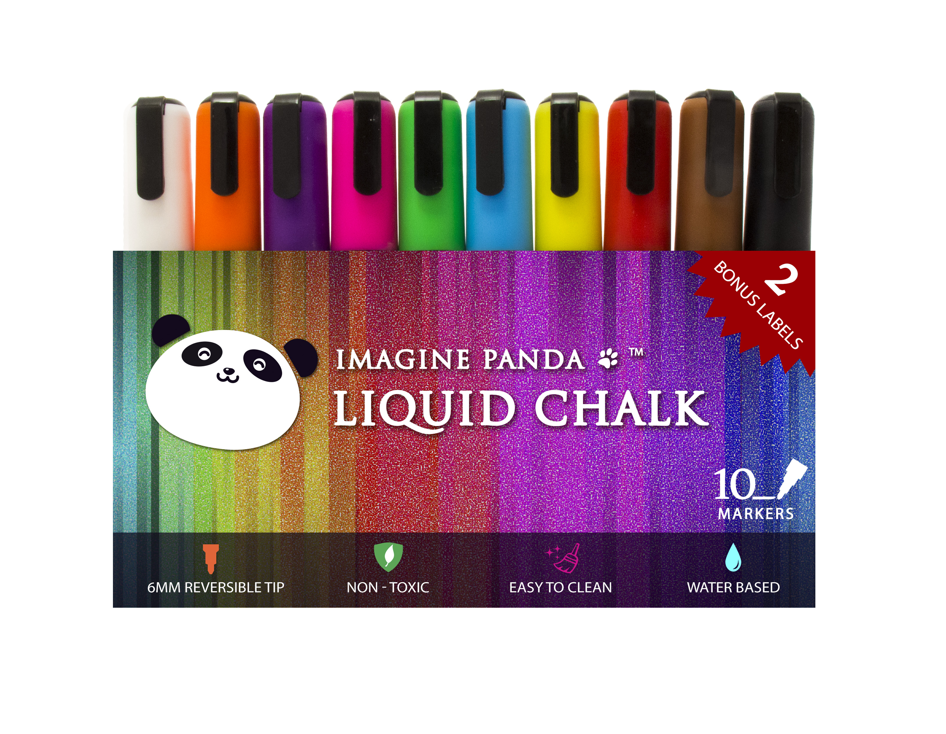 Set of 16, Liquid Chalk Markers for Blackboard, 5/16-inch Flat Tip - 2 of  Each Color: Orange, Yellow, Green, Red, Blue, Pink, Purple and White